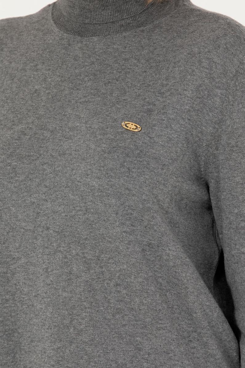 Kadın Gri Melanj Balıkçı Yaka Basic Kazak