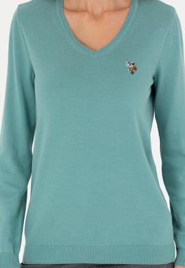 Kadın Mint V Yaka Basic Kazak - 50269018068