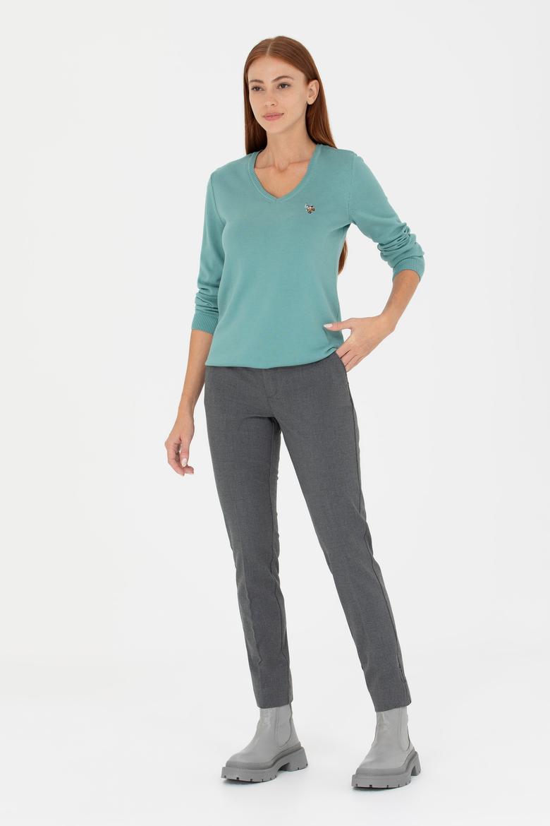 Kadın Mint V Yaka Basic Kazak - 50269018068