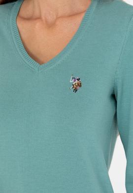 Kadın Mint V Yaka Basic Kazak - 50269018068