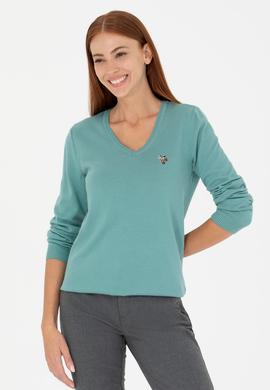 Kadın Mint V Yaka Basic Kazak - 50269018068