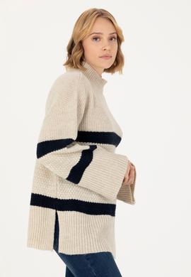 Kadın Taş Balıkçı Yaka Kazak - 50270437013