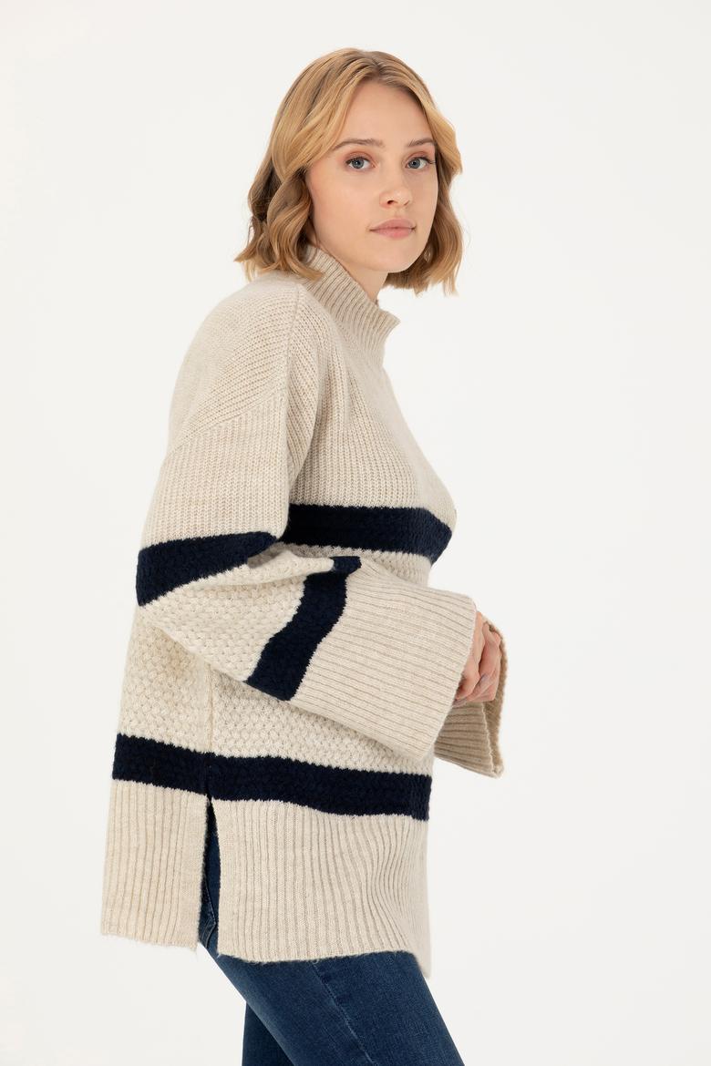 Kadın Taş Balıkçı Yaka Kazak - 50270437013