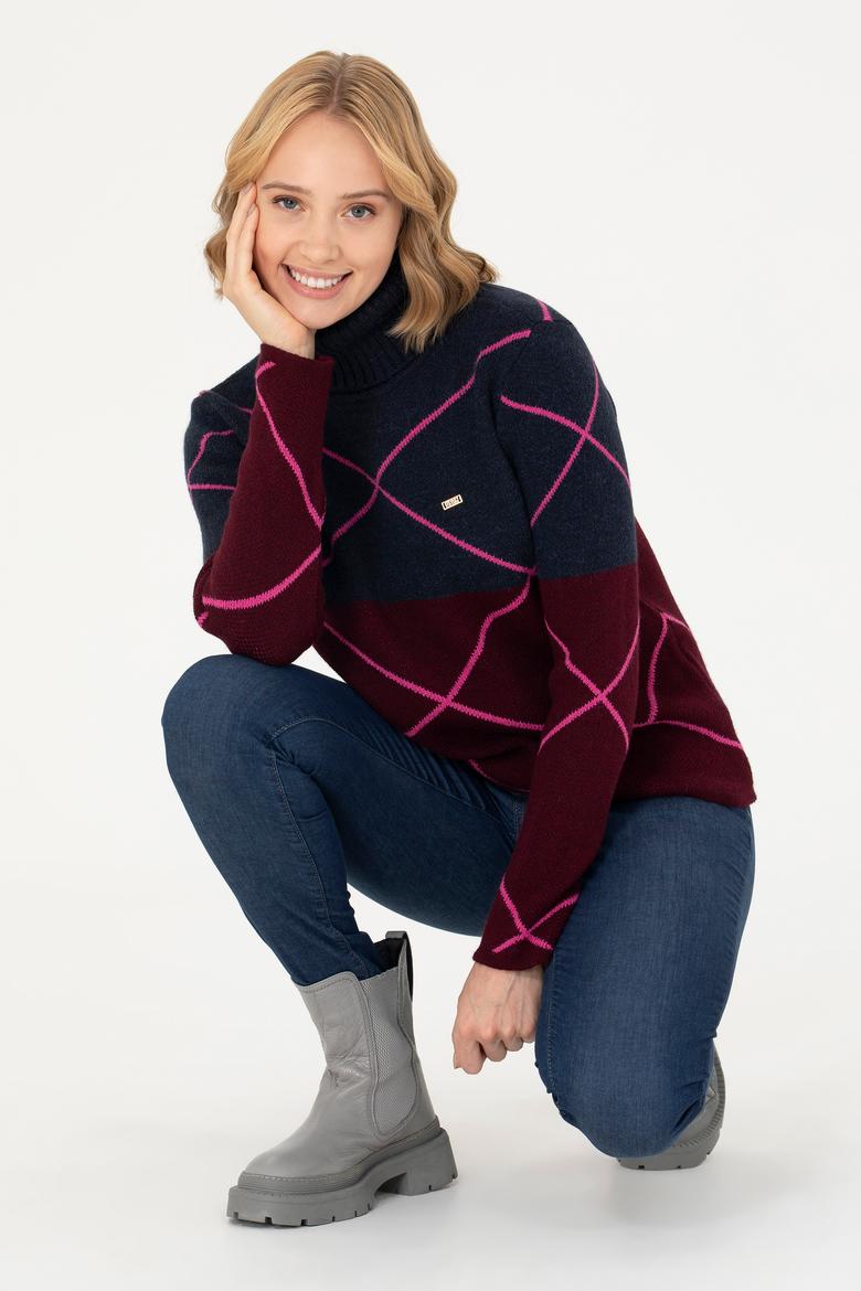 Kadın Lacivert Balıkçı Yaka Kazak - 50272044005