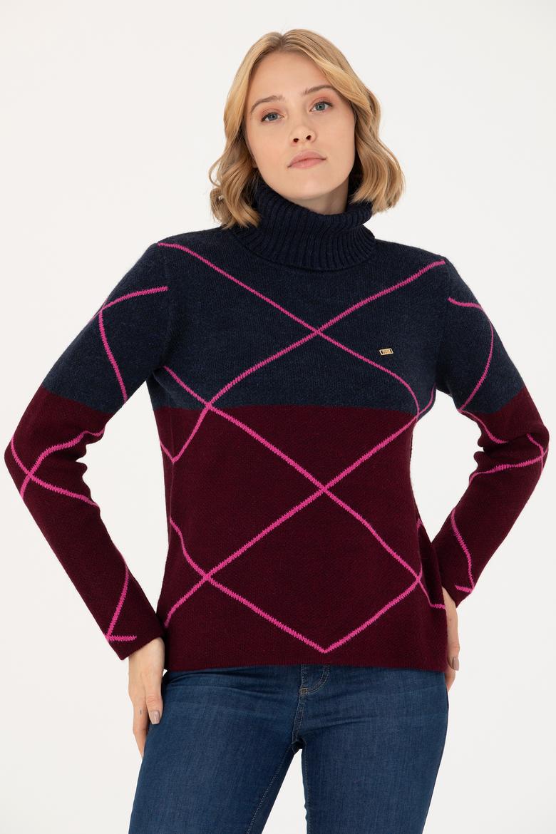 Kadın Lacivert Balıkçı Yaka Kazak - 50272044005