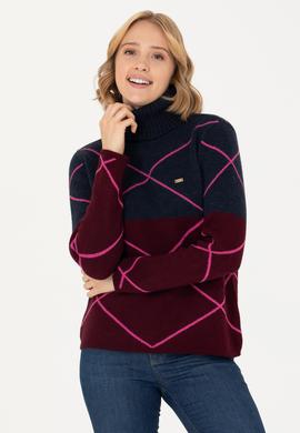 Kadın Lacivert Balıkçı Yaka Kazak - 50272044005