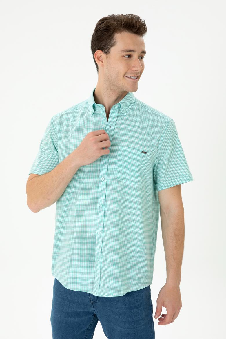 Erkek Mint Kısa Kollu Gömlek