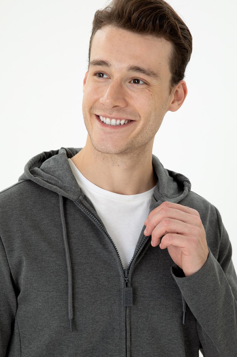 Erkek Antrasit Melanj Örme Hırka