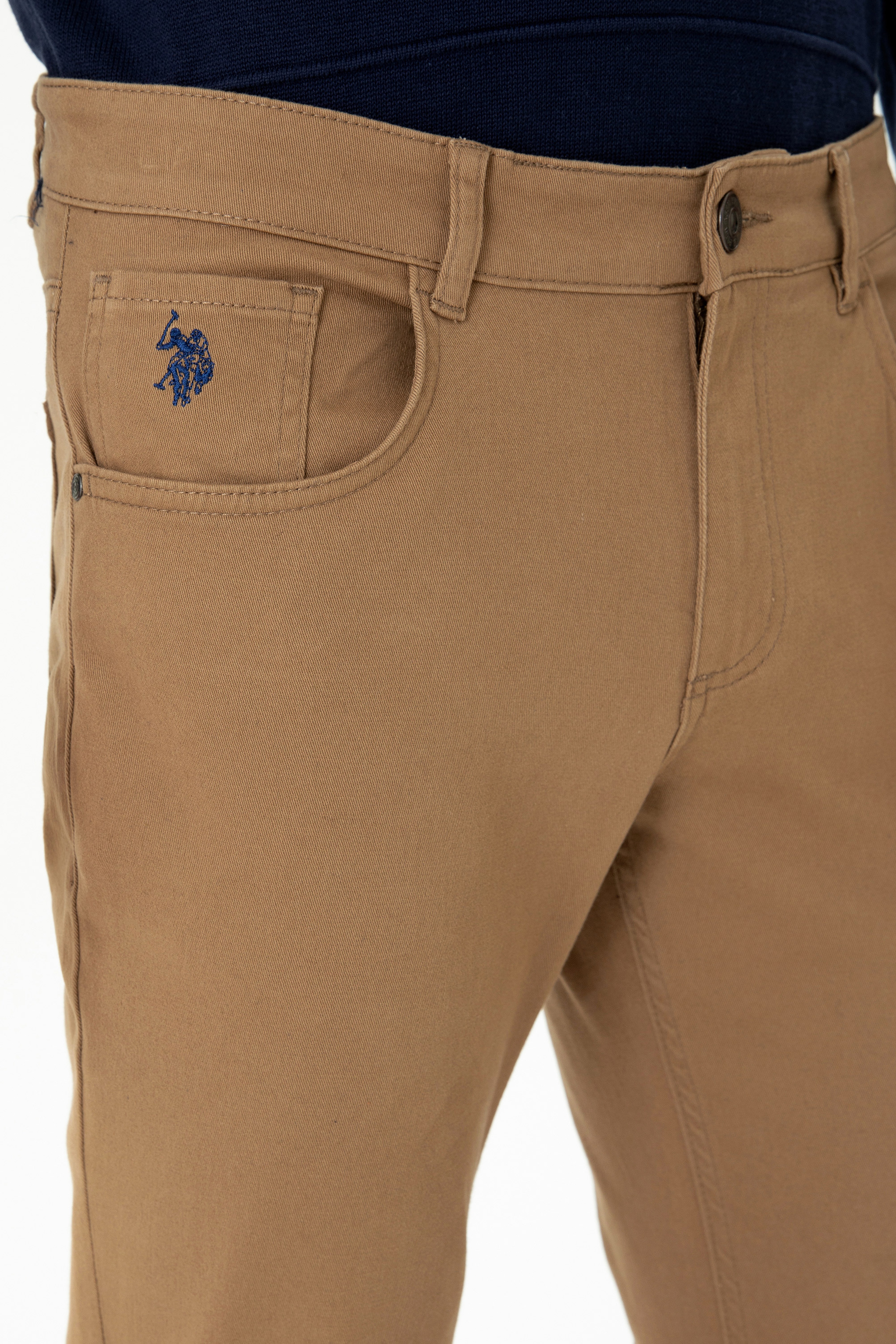Erkek Slim Fit Camel Kanvas Pantolon - Image 5