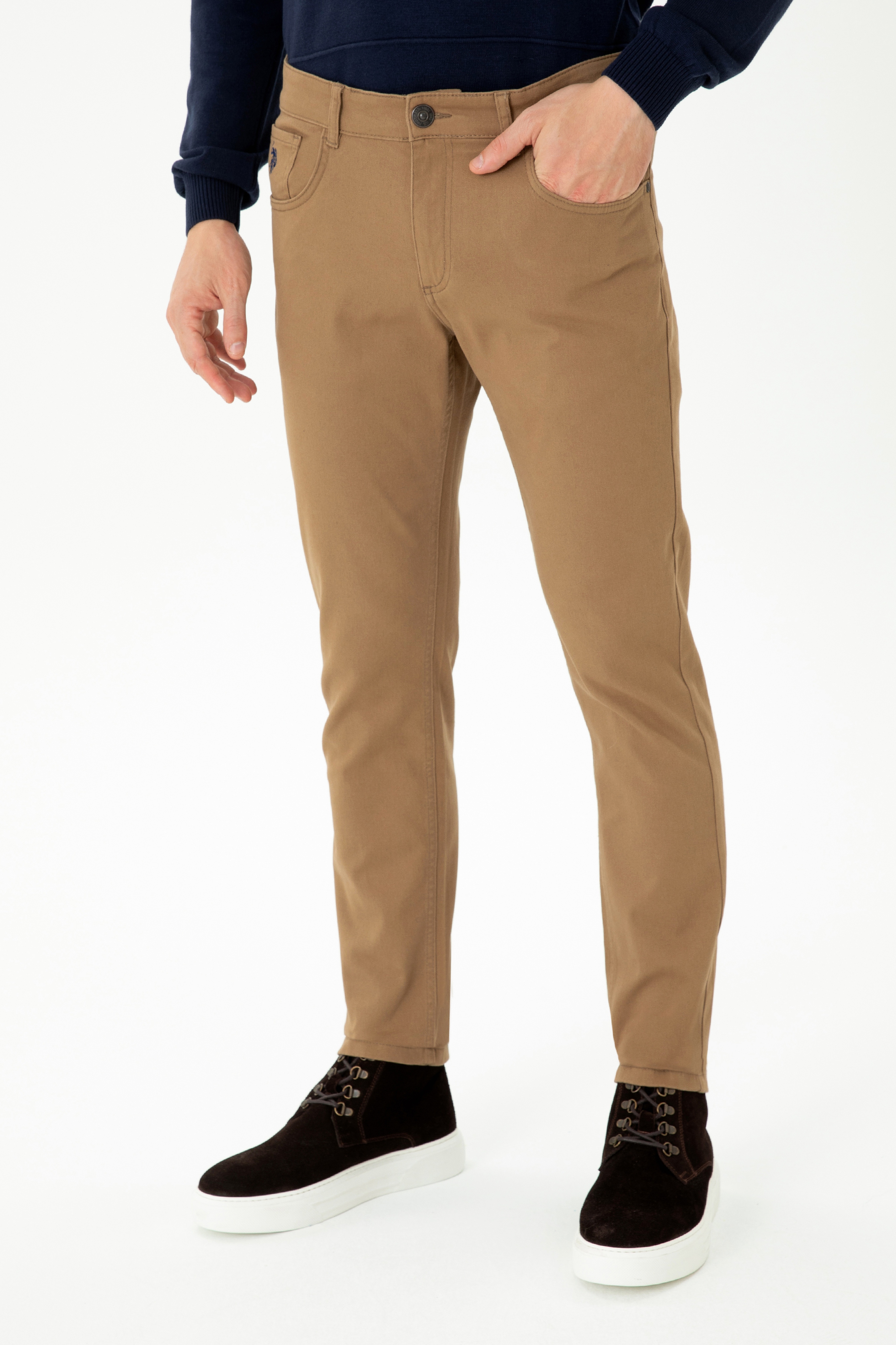 Erkek Slim Fit Camel Kanvas Pantolon - Image 2