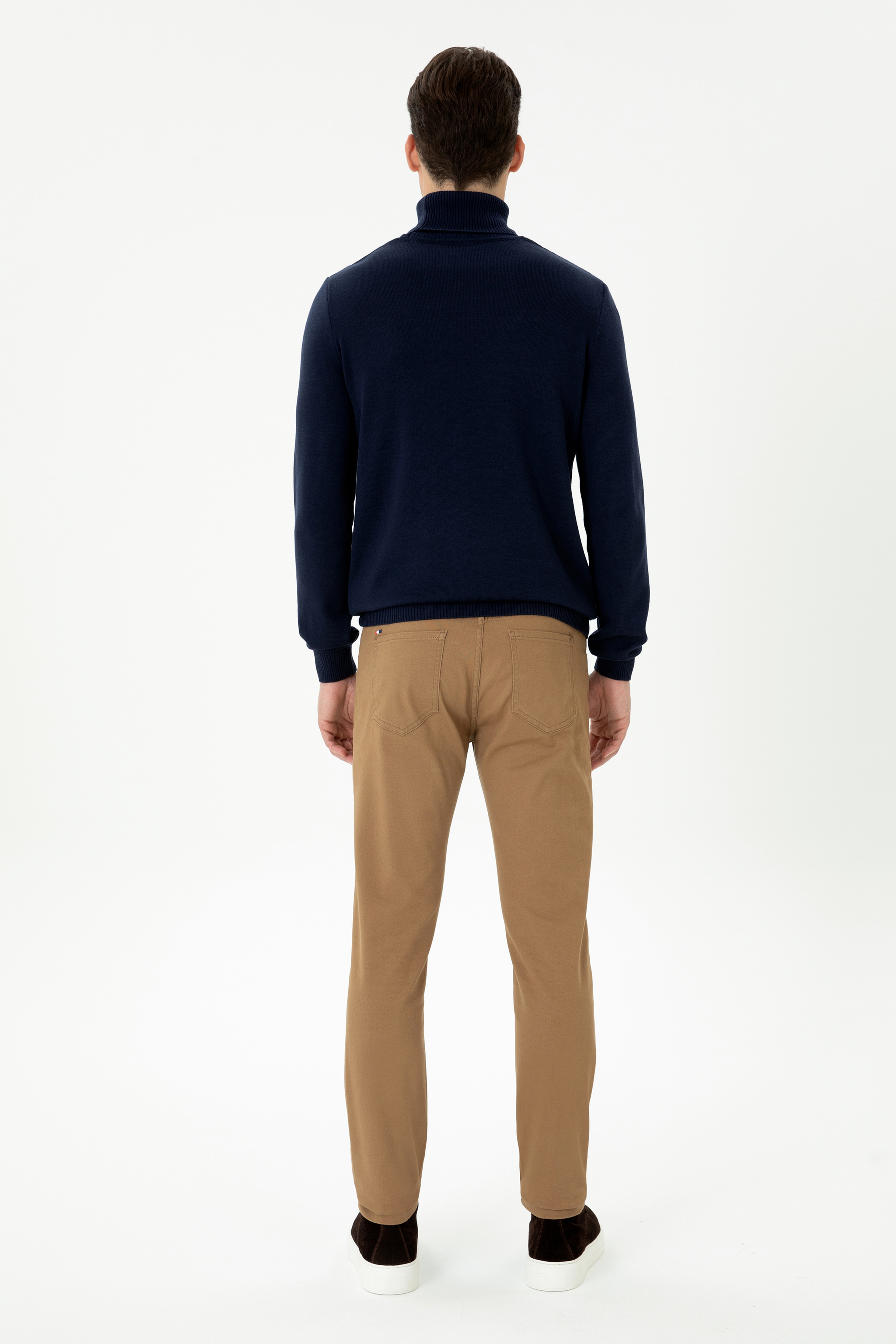Erkek Slim Fit Camel Kanvas Pantolon