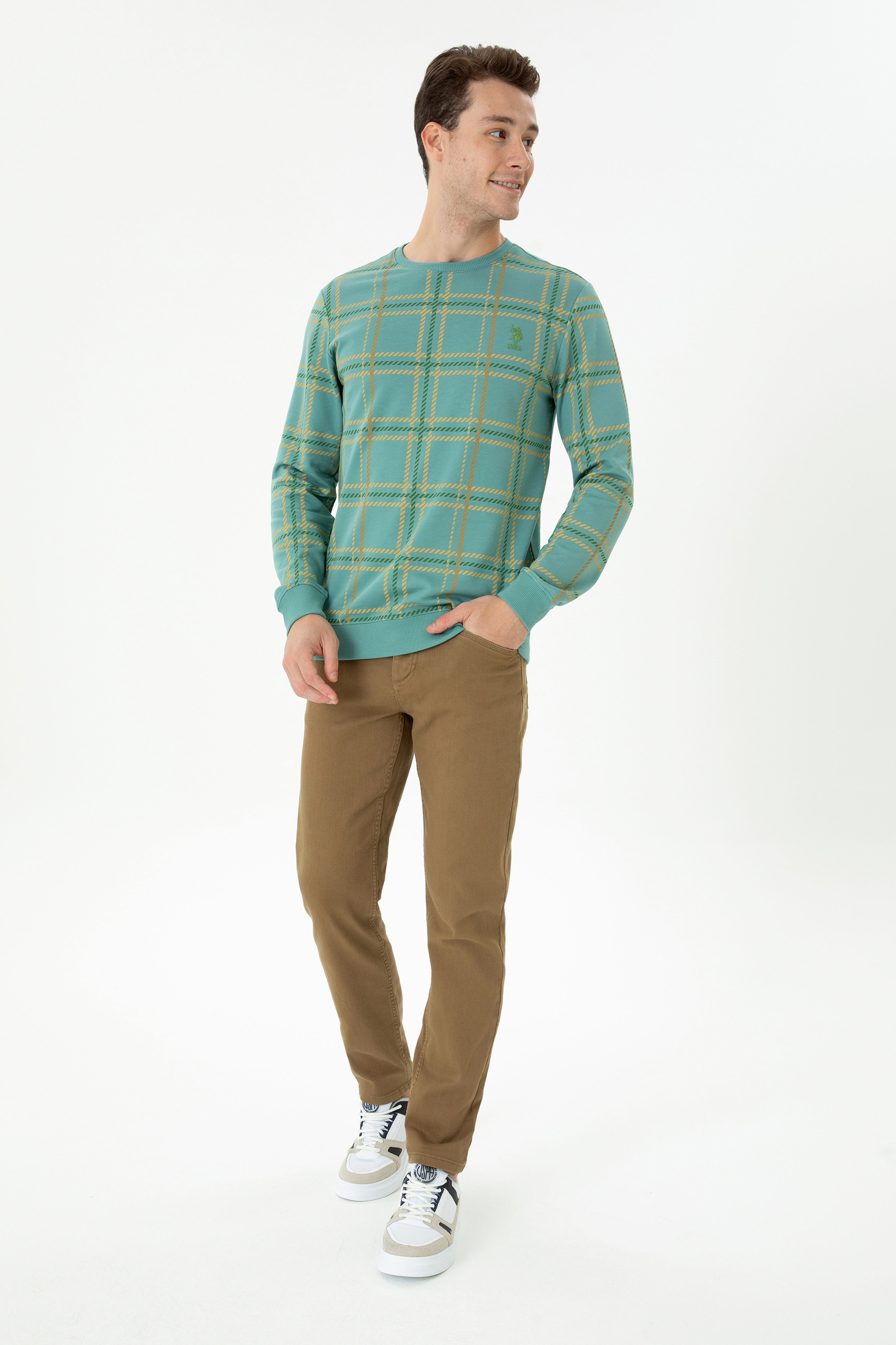 Erkek Slim Fit Açık Haki Kanvas Pantolon - Image 1