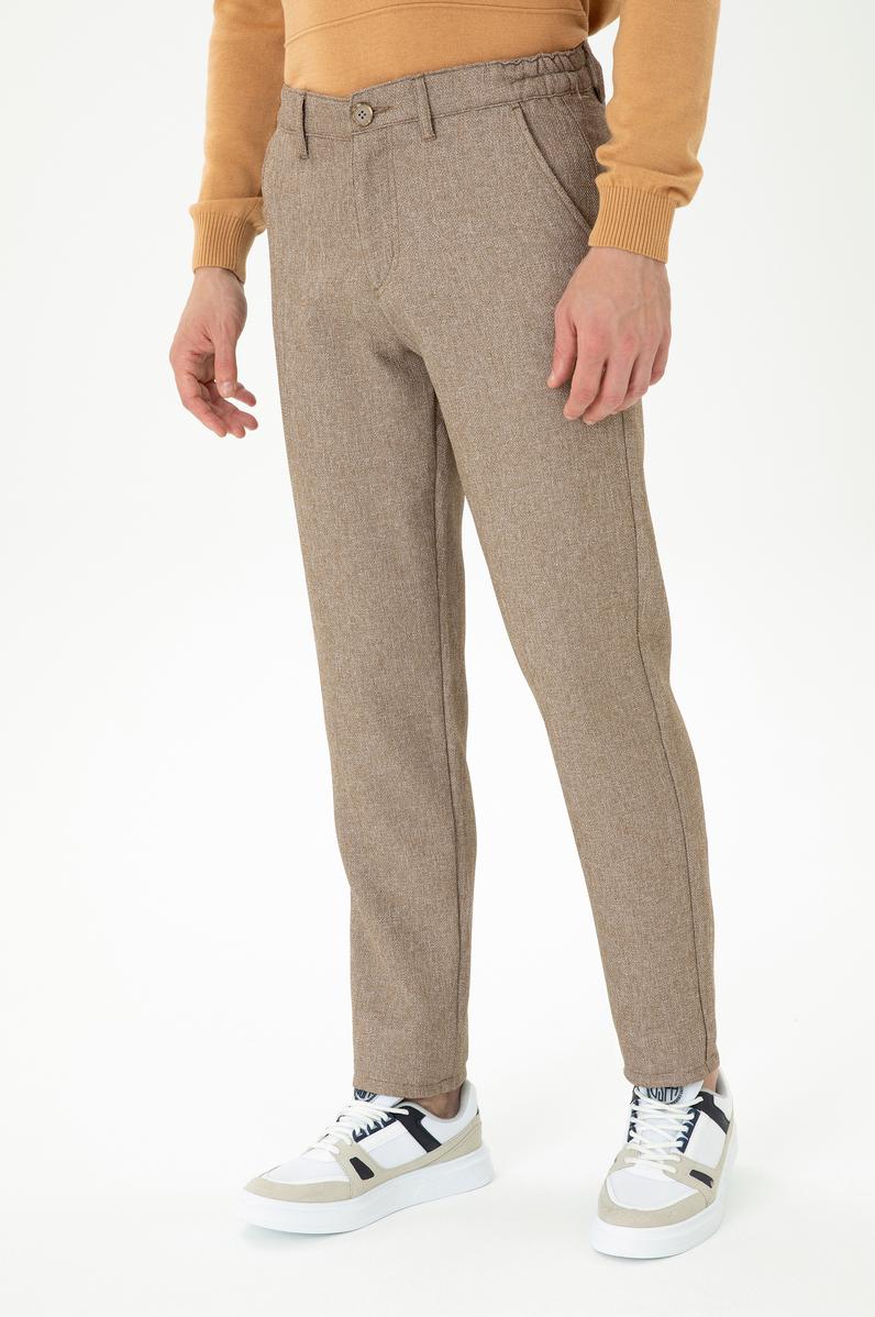 Erkek Carrot Fit Kum Kanvas Pantolon