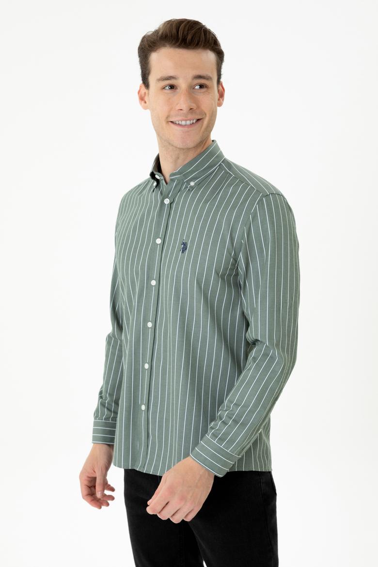 Erkek Haki Uzun Kollu Gömlek