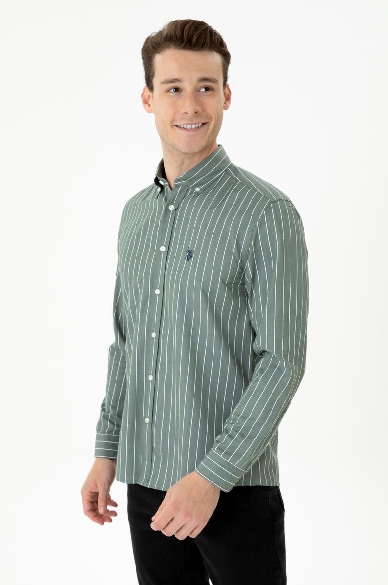 Erkek Haki Uzun Kollu Gömlek