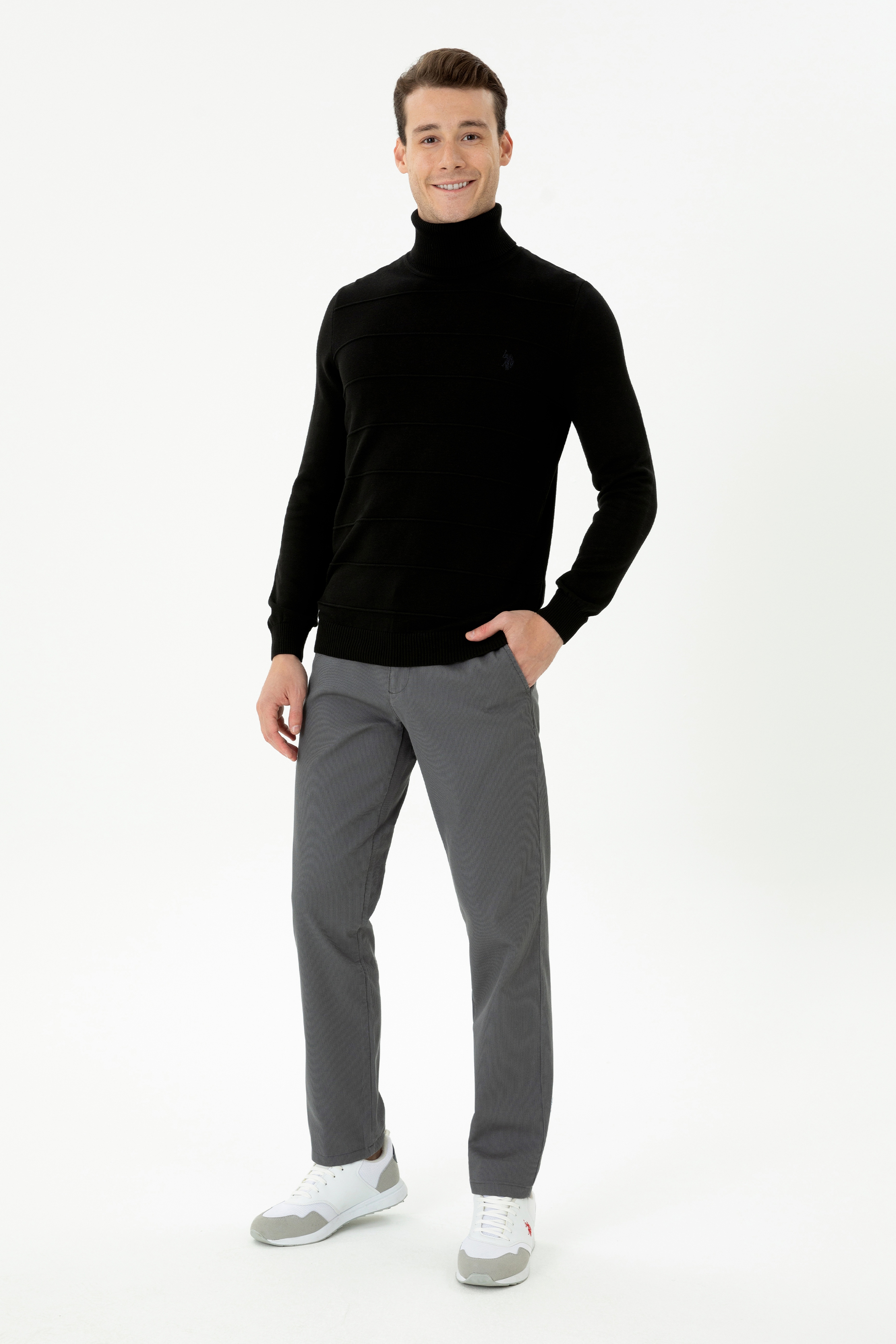 Erkek Slim Fit Antrasit Kanvas Pantolon