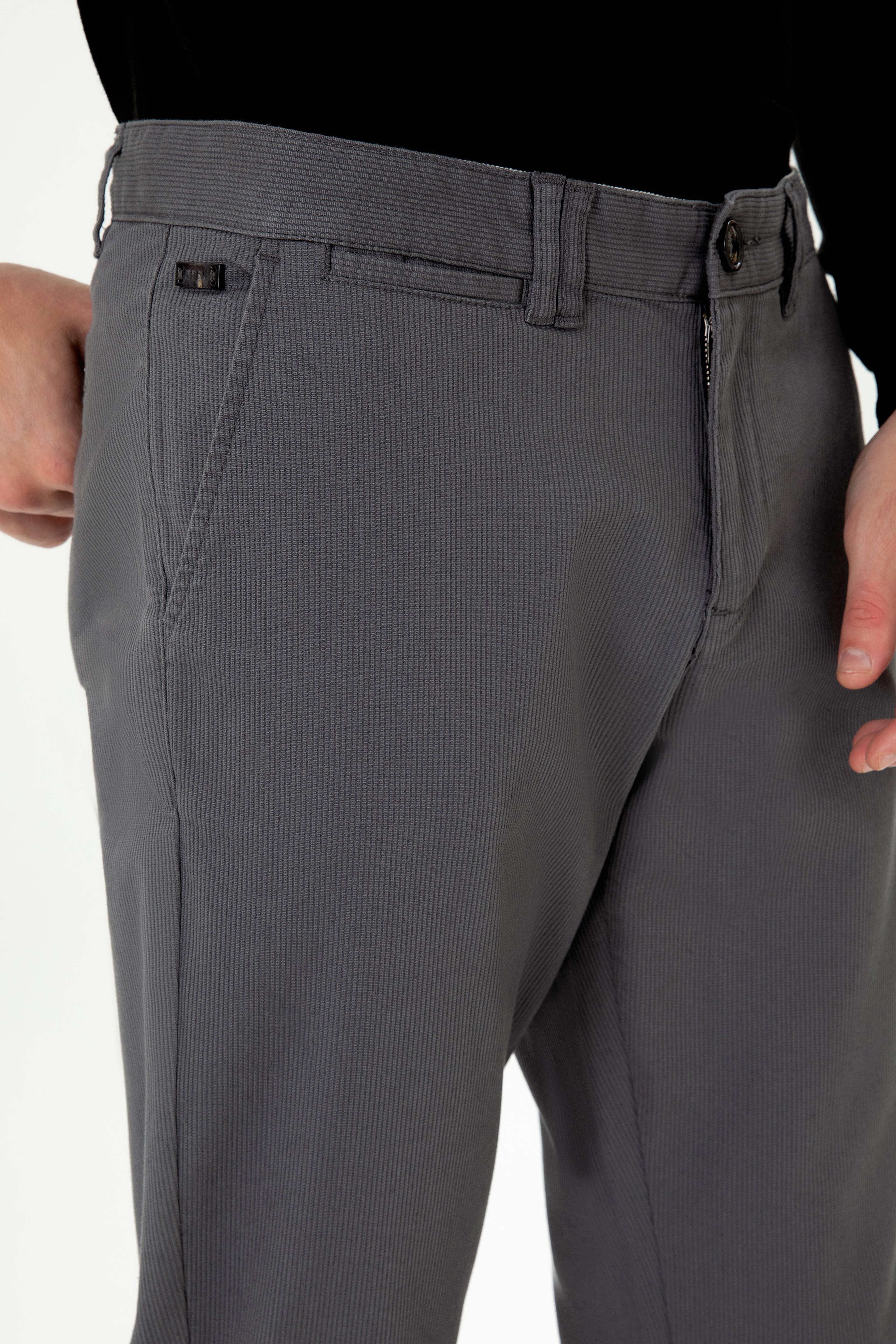 Erkek Slim Fit Antrasit Kanvas Pantolon - Image 4