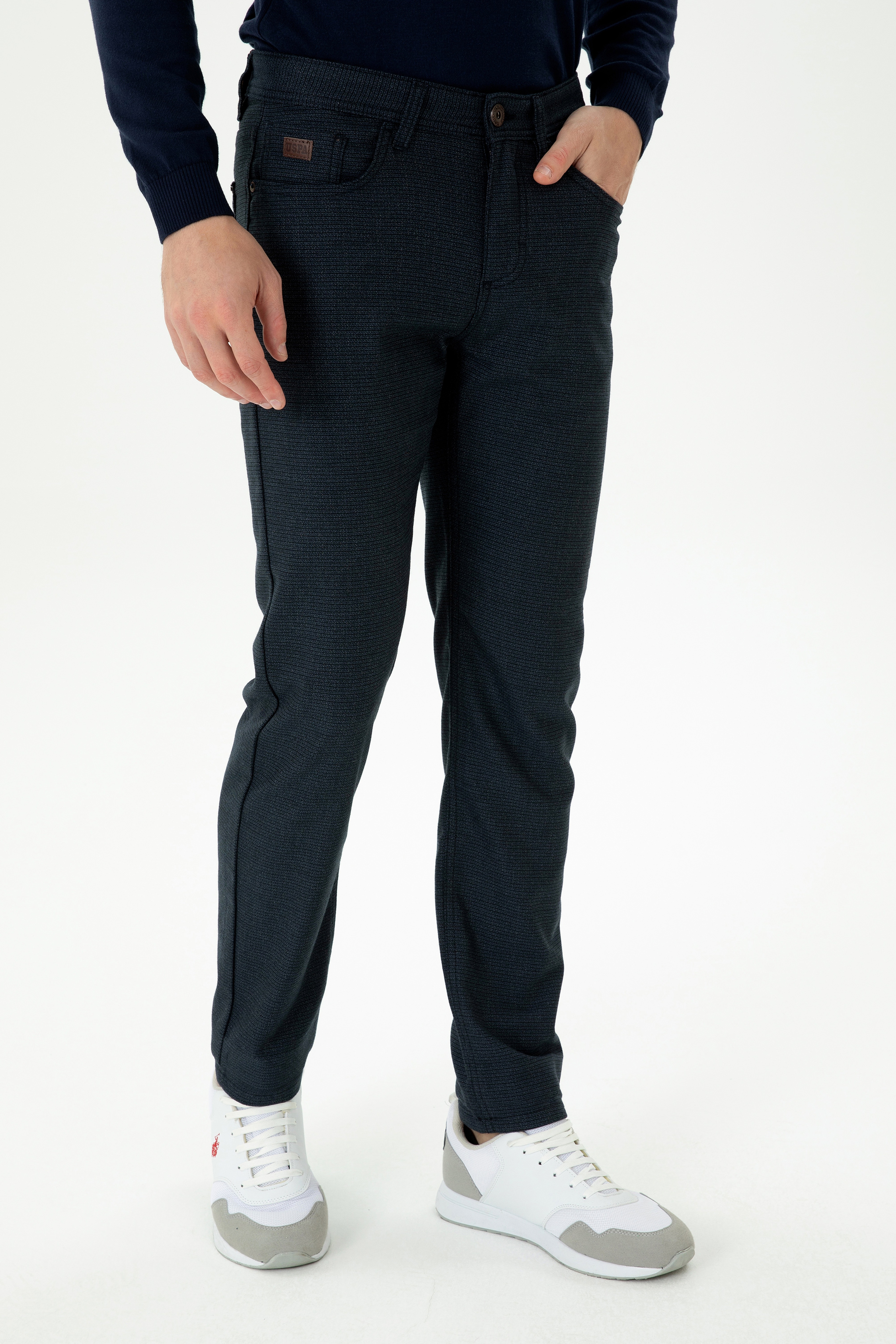Erkek Slim Fit Lacivert Kanvas Pantolon - Image 2