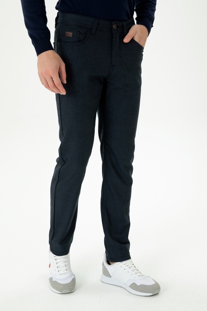 Erkek Slim Fit Lacivert Kanvas Pantolon