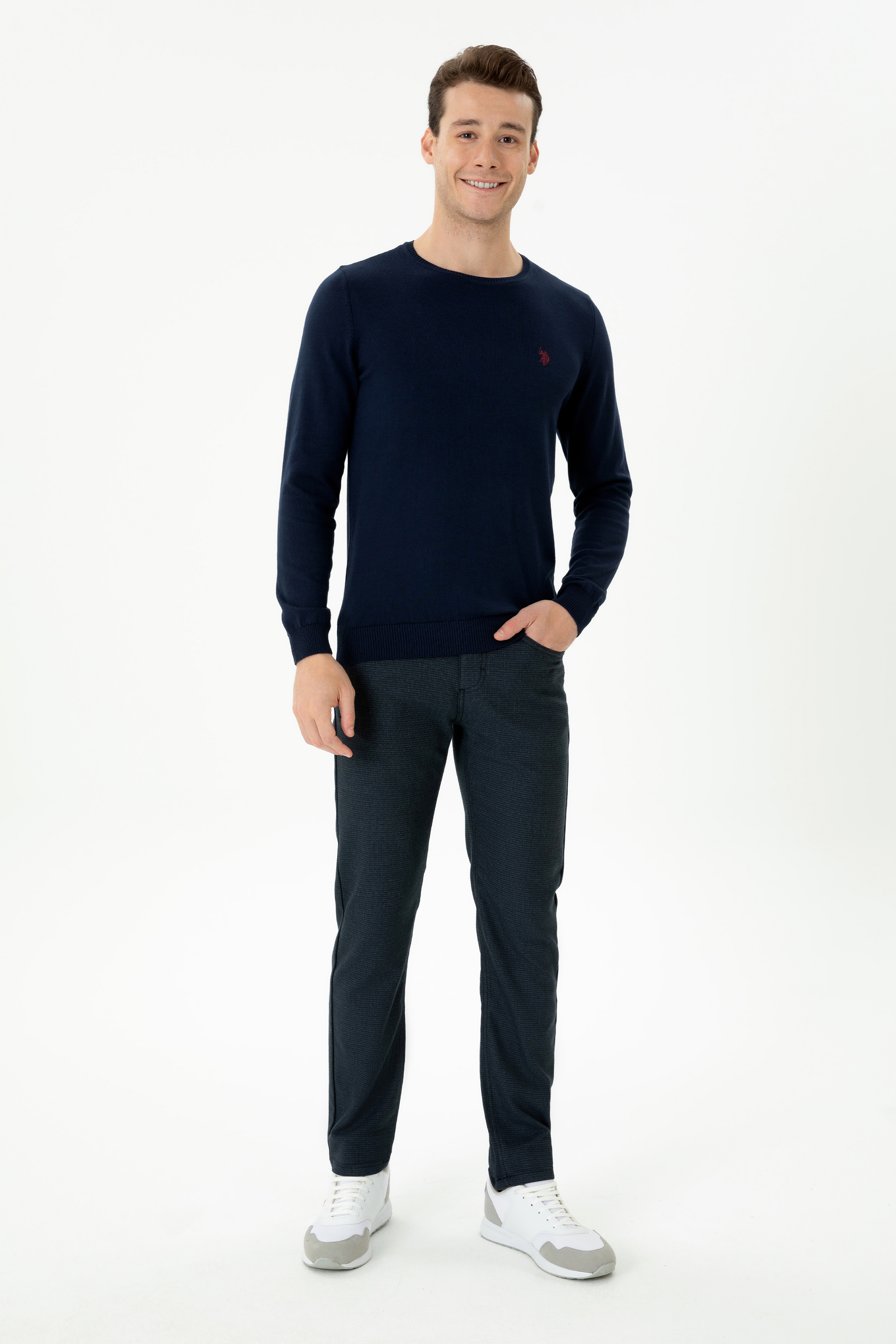 Erkek Slim Fit Lacivert Kanvas Pantolon - Image 3