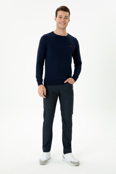 Erkek Slim Fit Lacivert Kanvas Pantolon