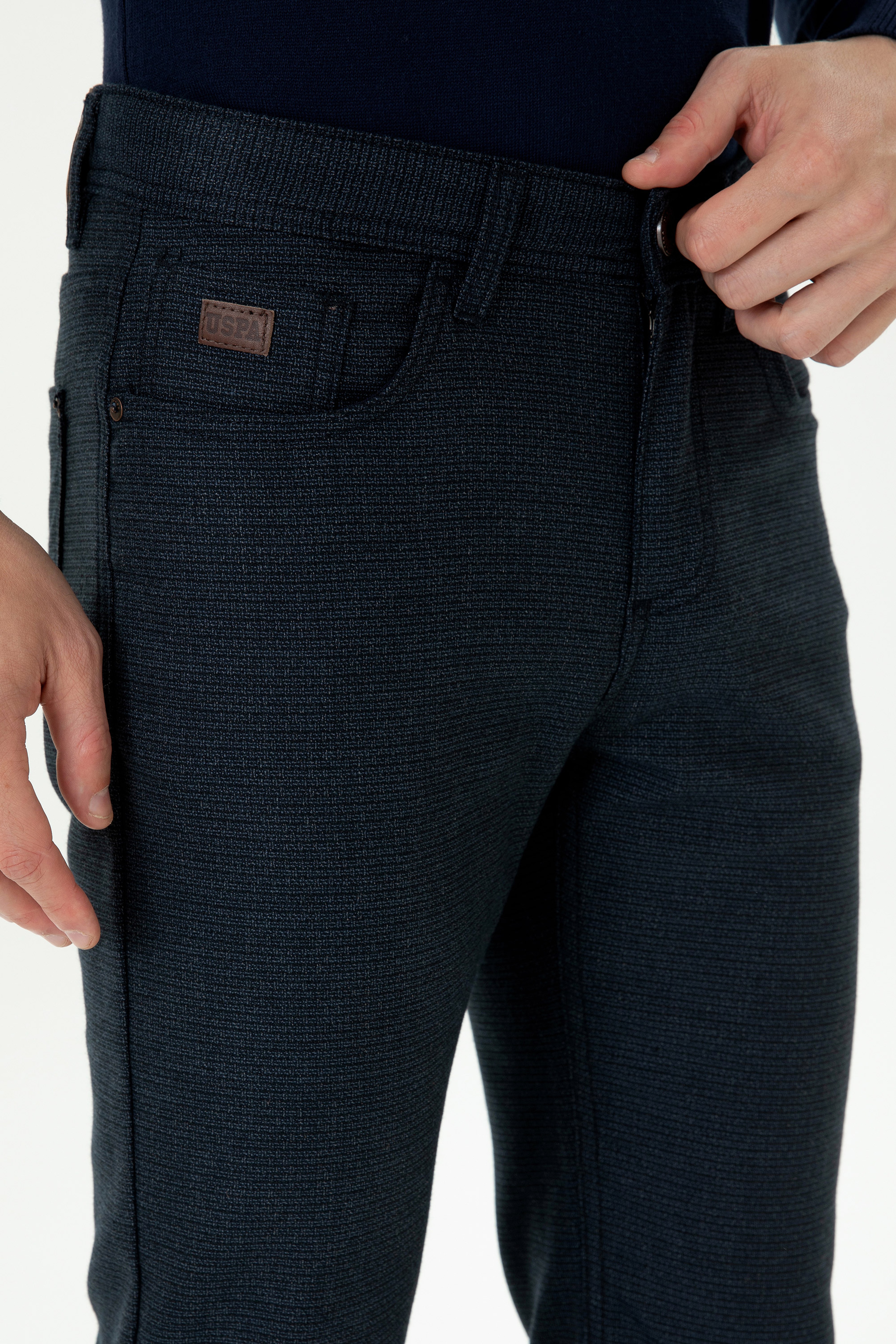 Erkek Slim Fit Lacivert Kanvas Pantolon - Image 5