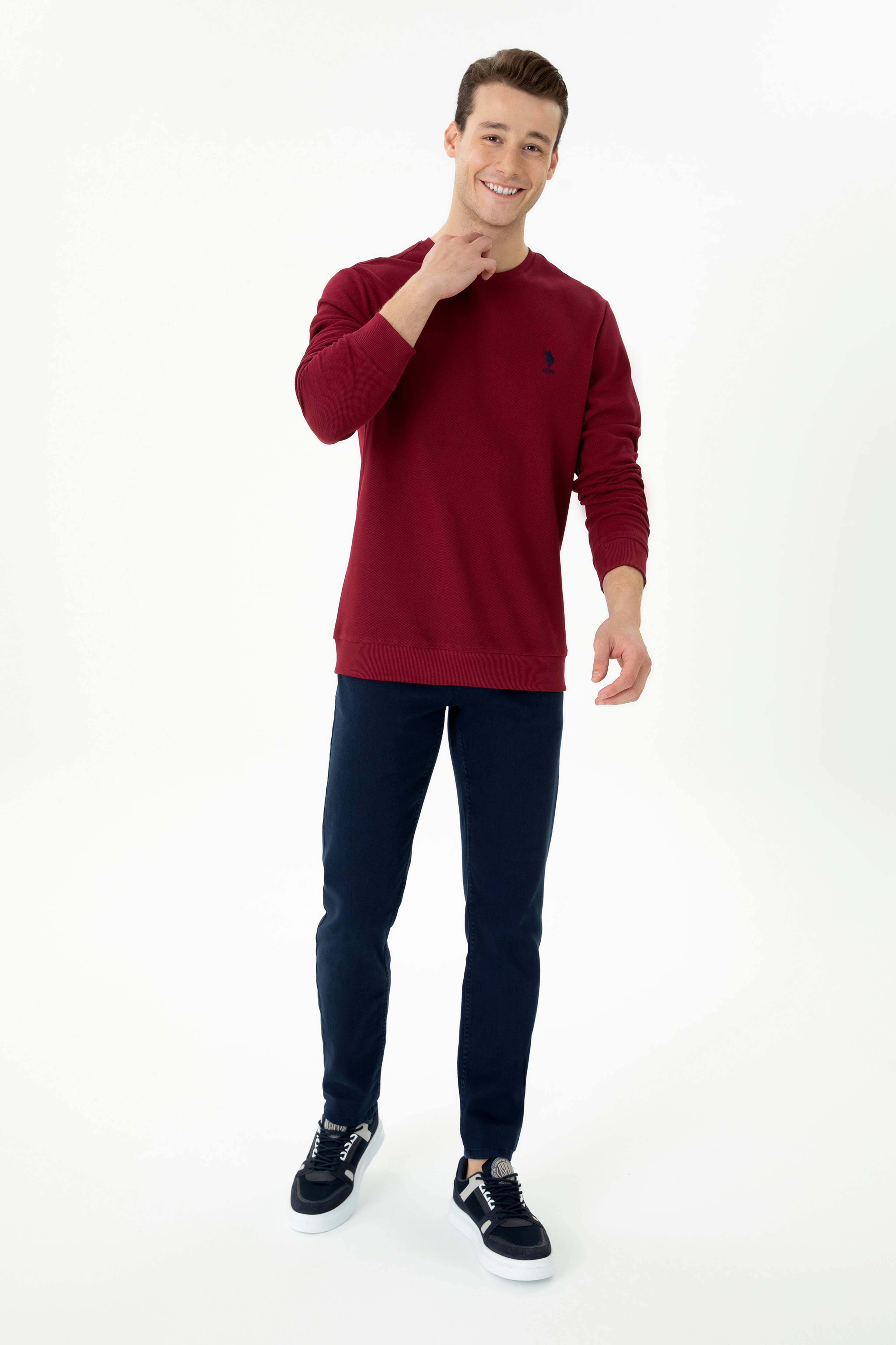 Erkek Bordo Sweatshirt - Image 4