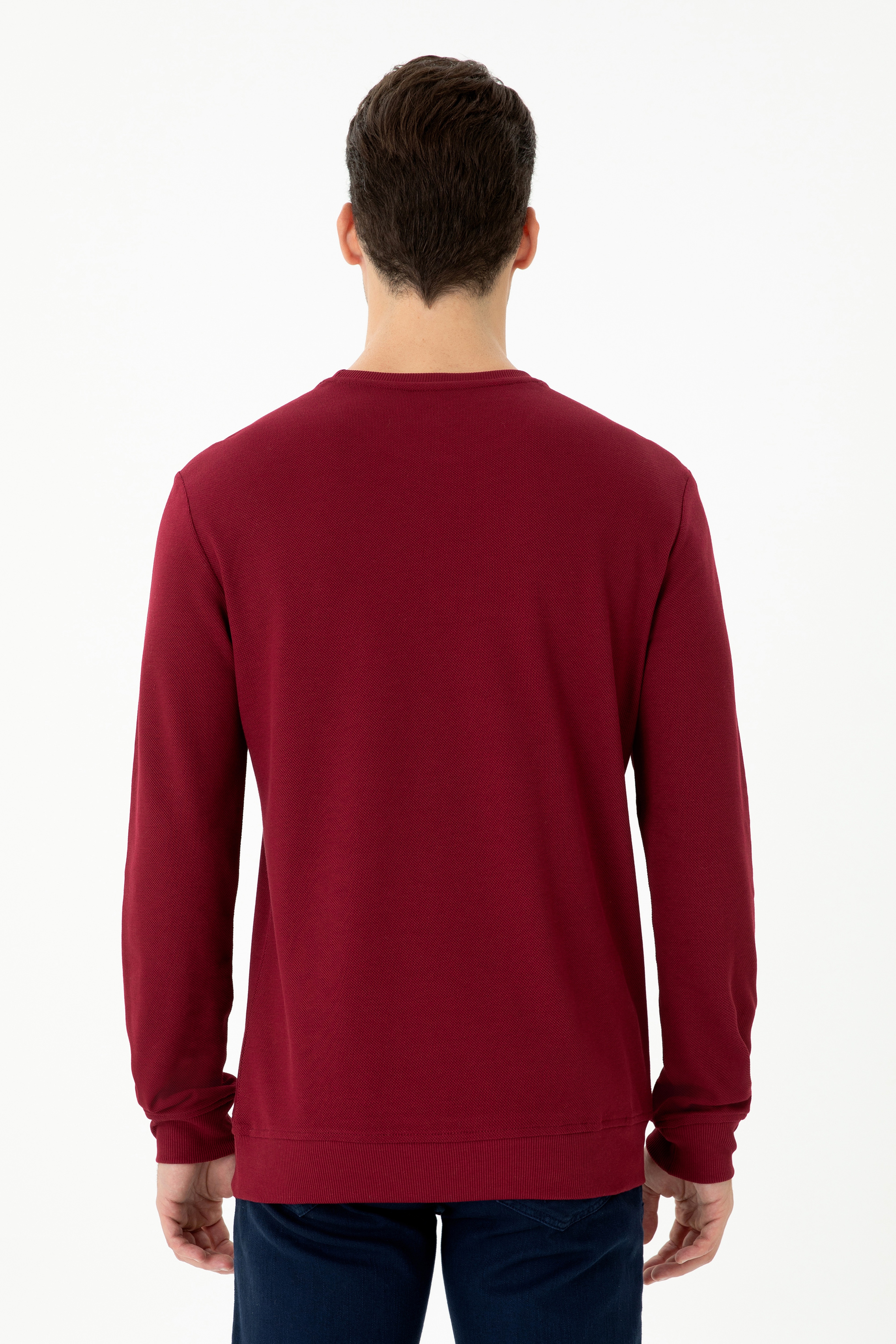 Erkek Bordo Sweatshirt - Image 5