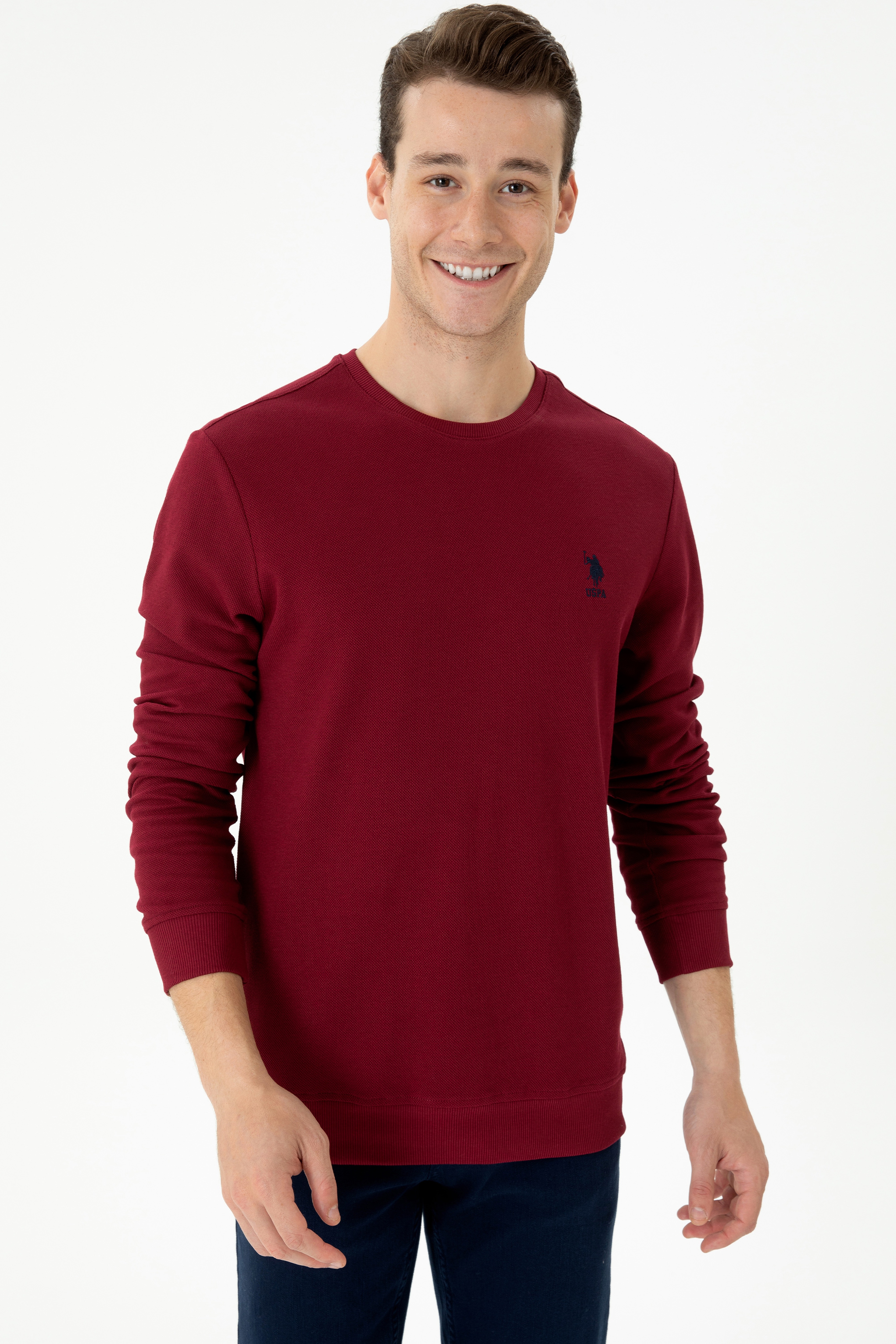 Erkek Bordo Sweatshirt - Image 3