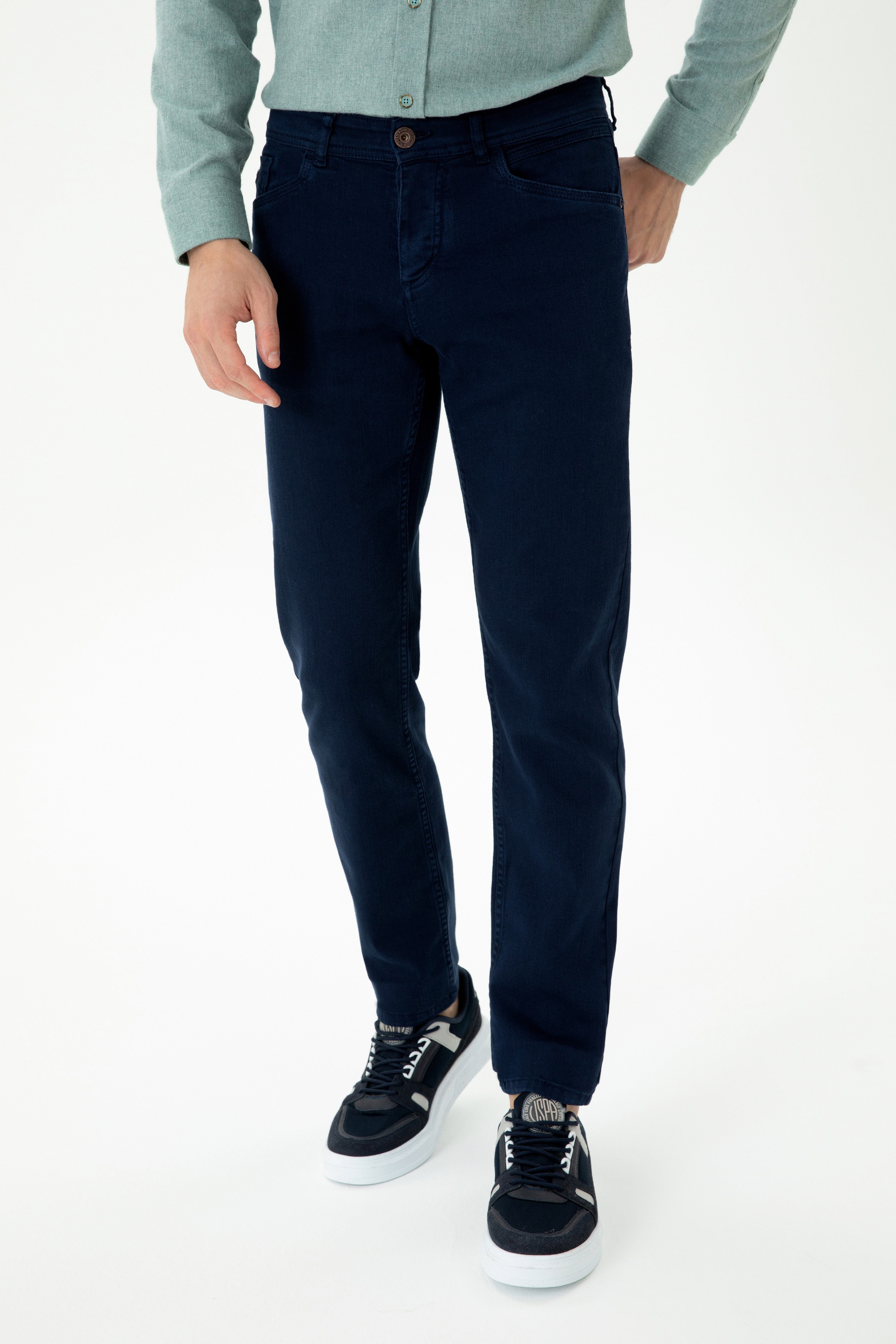Erkek Slim Fit Lacivert Kanvas Pantolon - Image 2