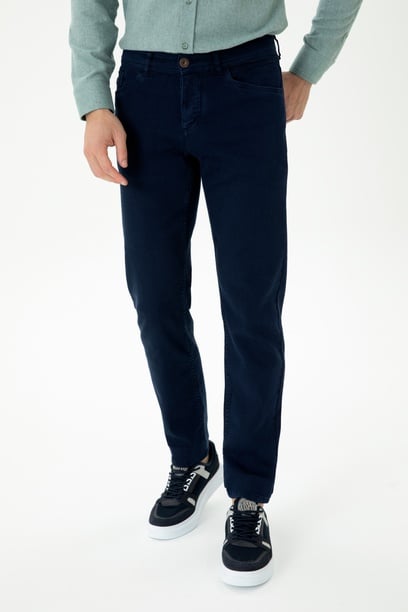 Erkek Slim Fit Lacivert Kanvas Pantolon