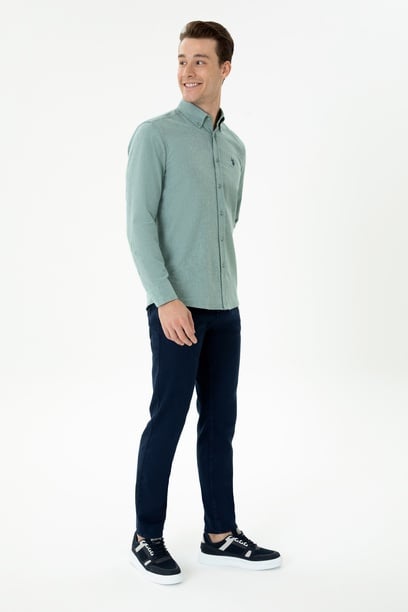 Erkek Slim Fit Lacivert Kanvas Pantolon