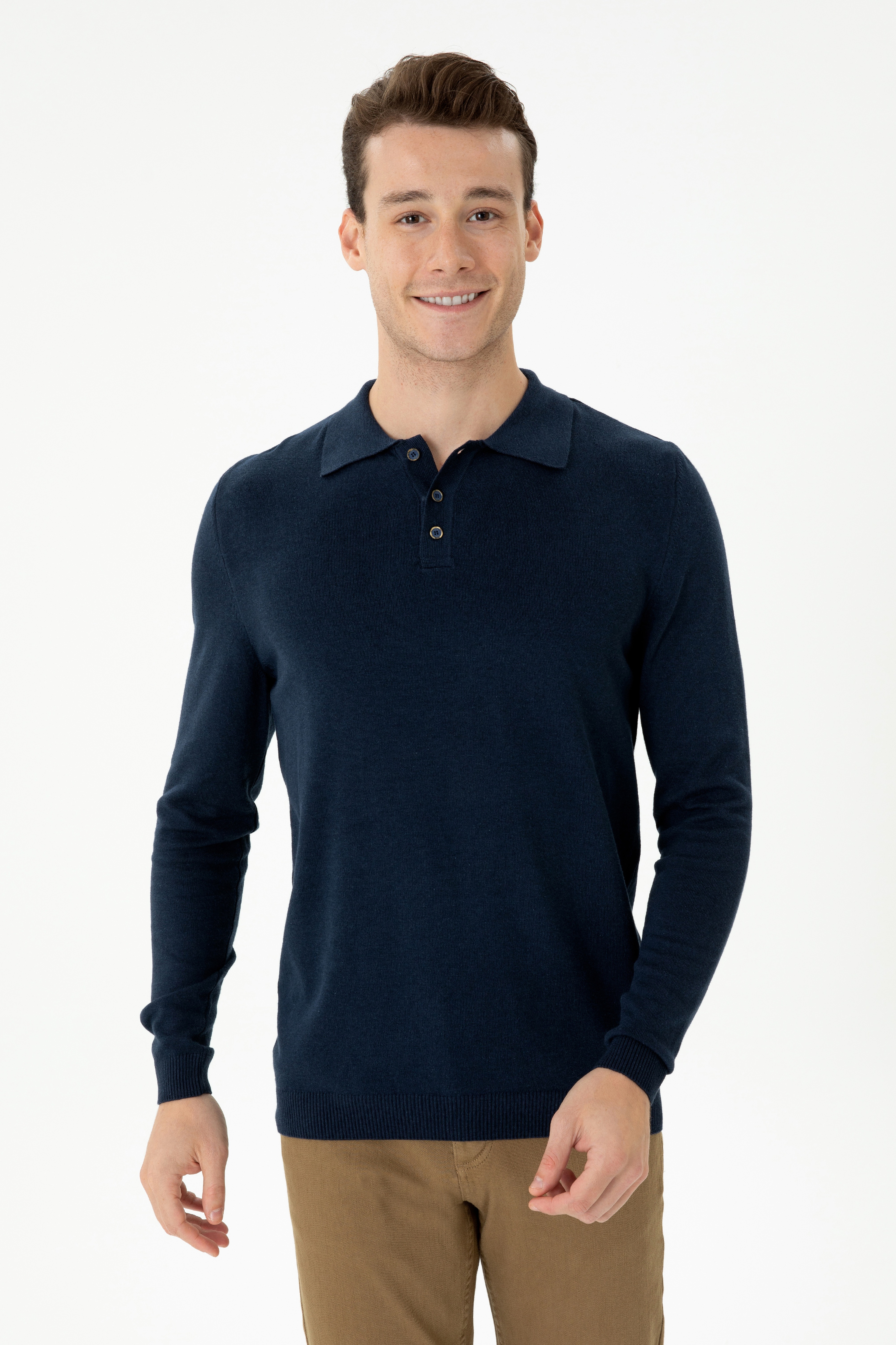 Erkek Lacivert Polo Yaka Kazak - Image 3