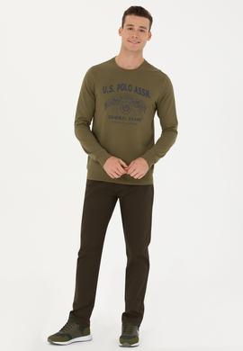 Erkek Regular Fit Koyu Haki Kanvas Pantolon - 50256591038