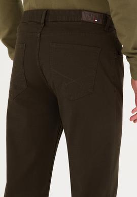 Erkek Regular Fit Koyu Haki Kanvas Pantolon - 50256591038