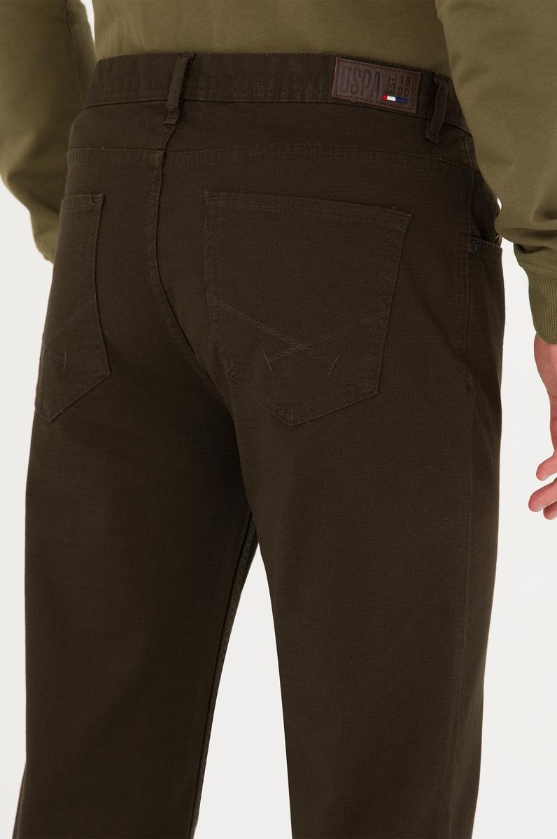 Erkek Regular Fit Koyu Haki Kanvas Pantolon