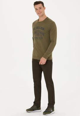 Erkek Regular Fit Koyu Haki Kanvas Pantolon - 50256591038