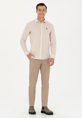 Erkek Slim Fit Koyu Bej Kanvas / Chino Pantolon - 50271430367