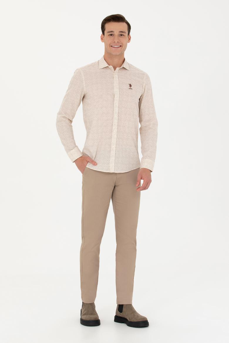 Erkek Slim Fit Koyu Bej Kanvas / Chino Pantolon