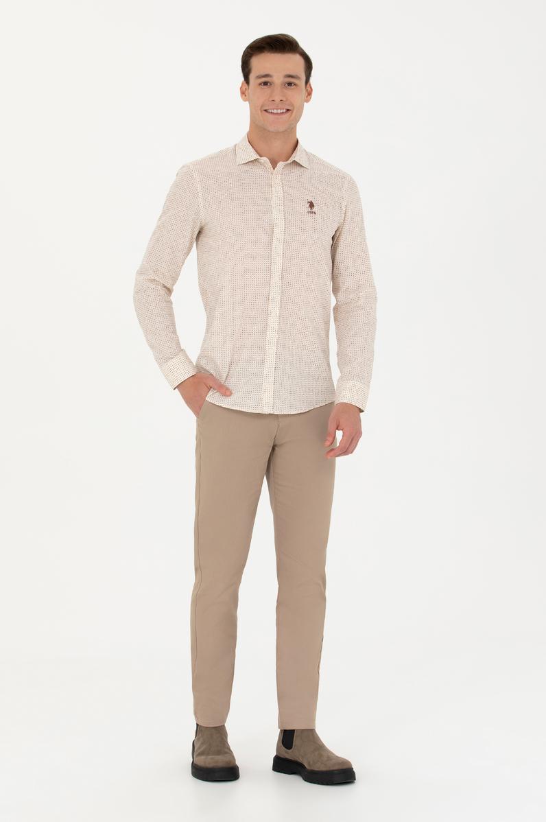 Erkek Slim Fit Koyu Bej Kanvas / Chino Pantolon