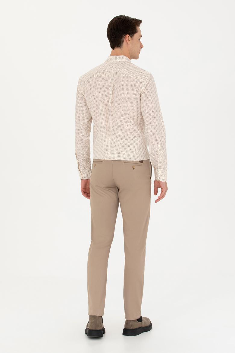 Erkek Slim Fit Koyu Bej Kanvas / Chino Pantolon - 50271430367