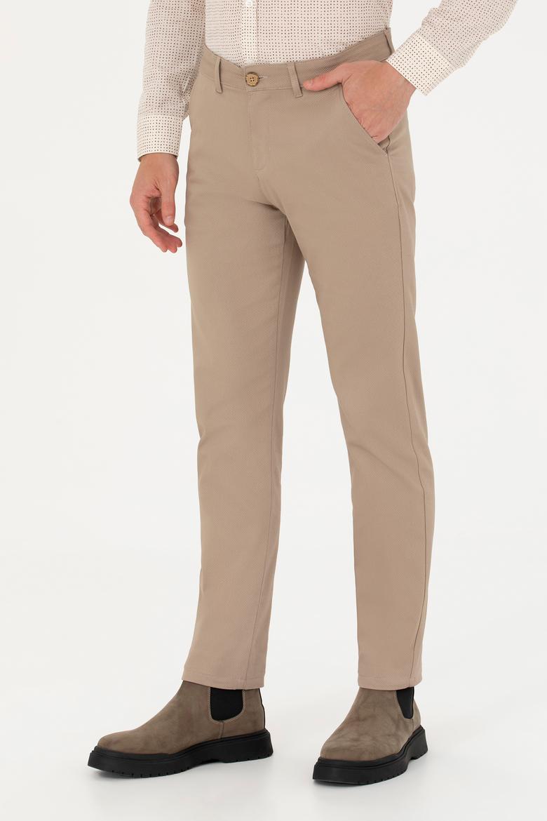 Erkek Slim Fit Koyu Bej Kanvas / Chino Pantolon - 50271430367