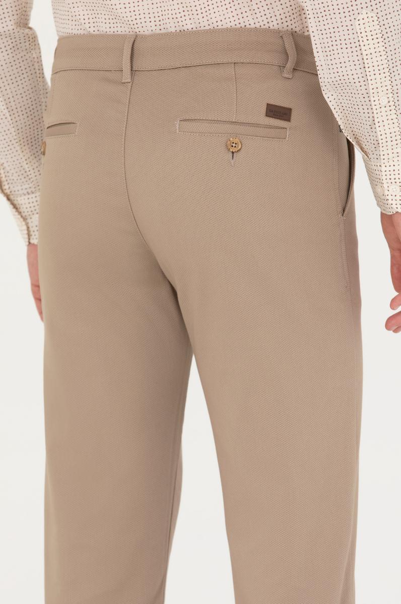 Erkek Slim Fit Koyu Bej Kanvas / Chino Pantolon