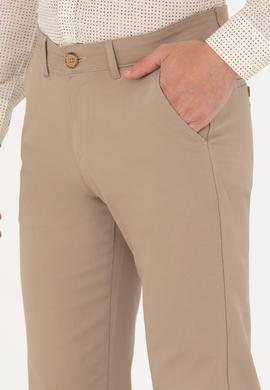 Erkek Slim Fit Koyu Bej Kanvas / Chino Pantolon - 50271430367