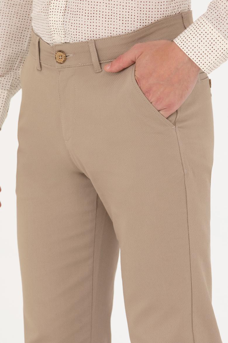 Erkek Slim Fit Koyu Bej Kanvas / Chino Pantolon - 50271430367