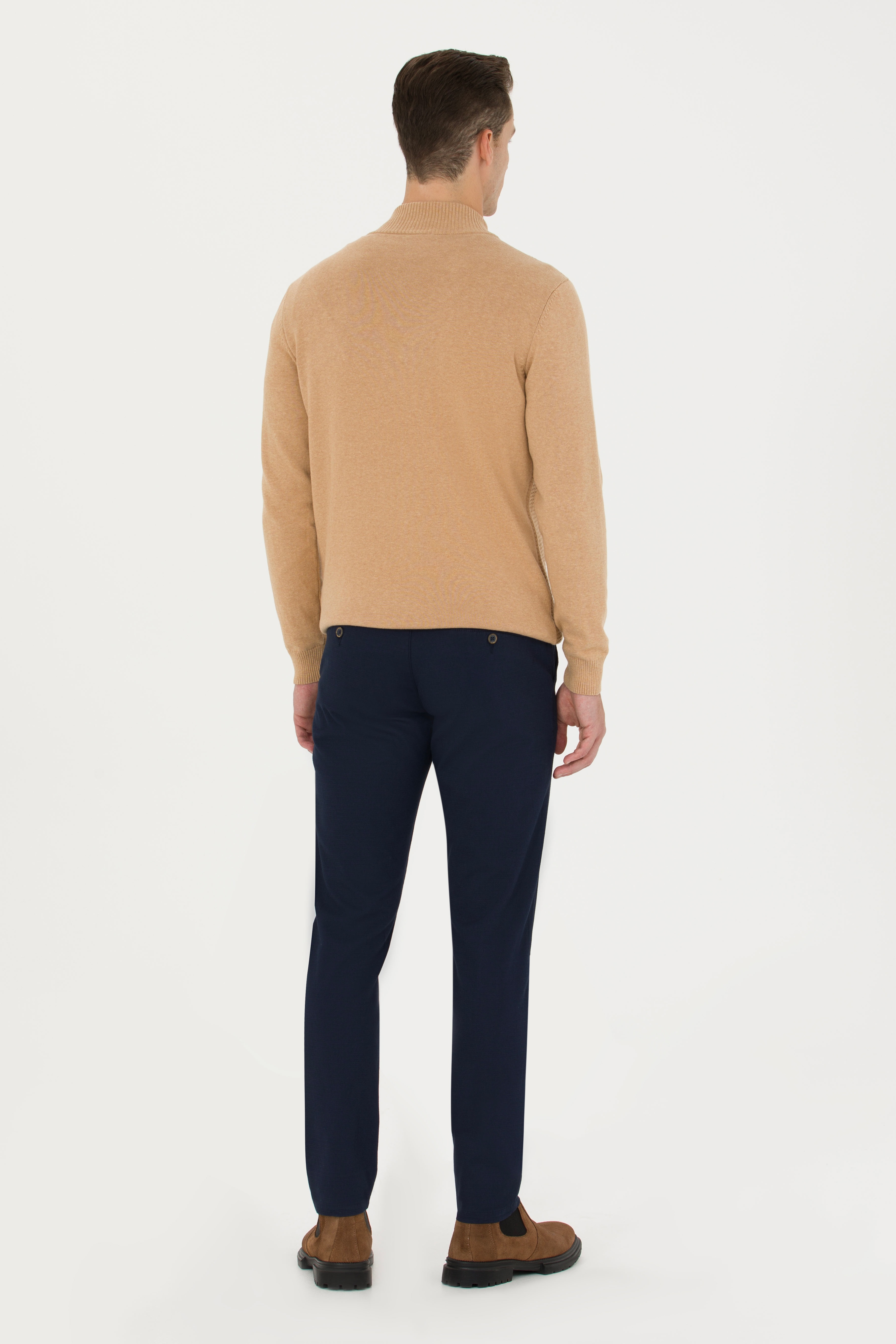 Erkek Slim Fit Lacivert Kanvas / Chino Pantolon - Image 4