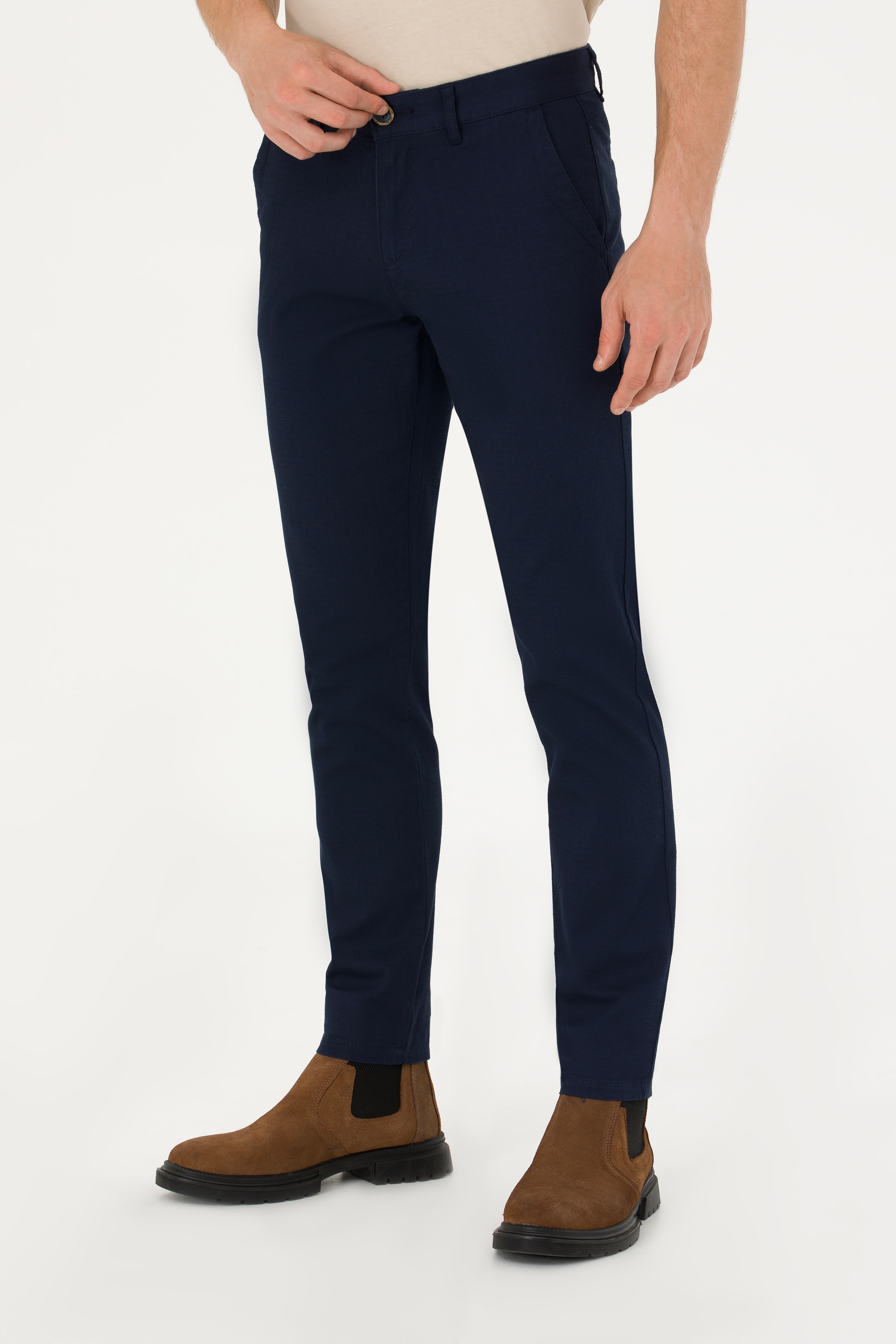 Erkek Slim Fit Lacivert Kanvas / Chino Pantolon - Image 2