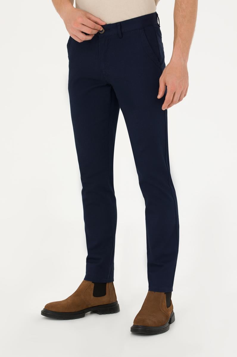 Erkek Slim Fit Lacivert Kanvas / Chino Pantolon