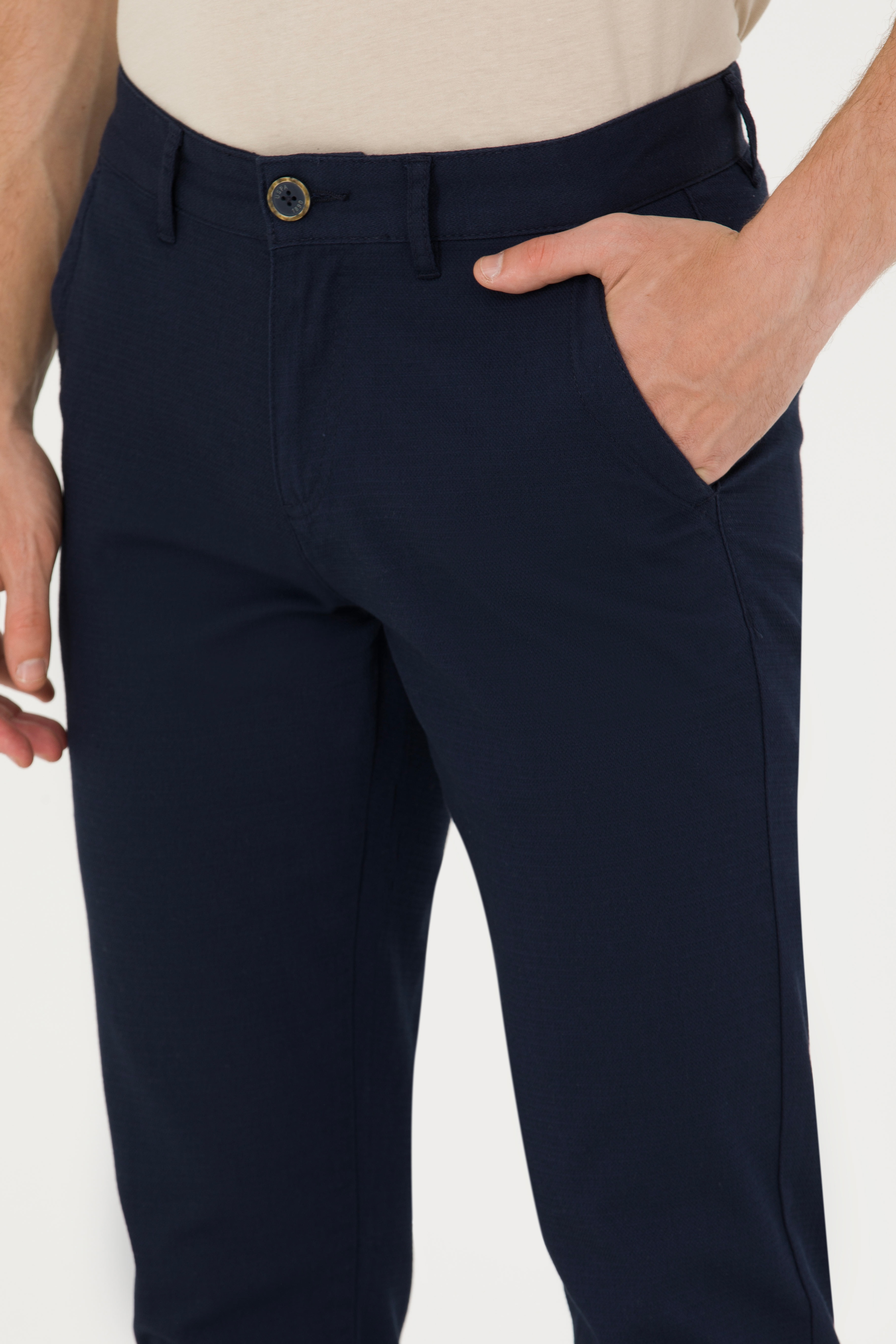 Erkek Slim Fit Lacivert Kanvas / Chino Pantolon