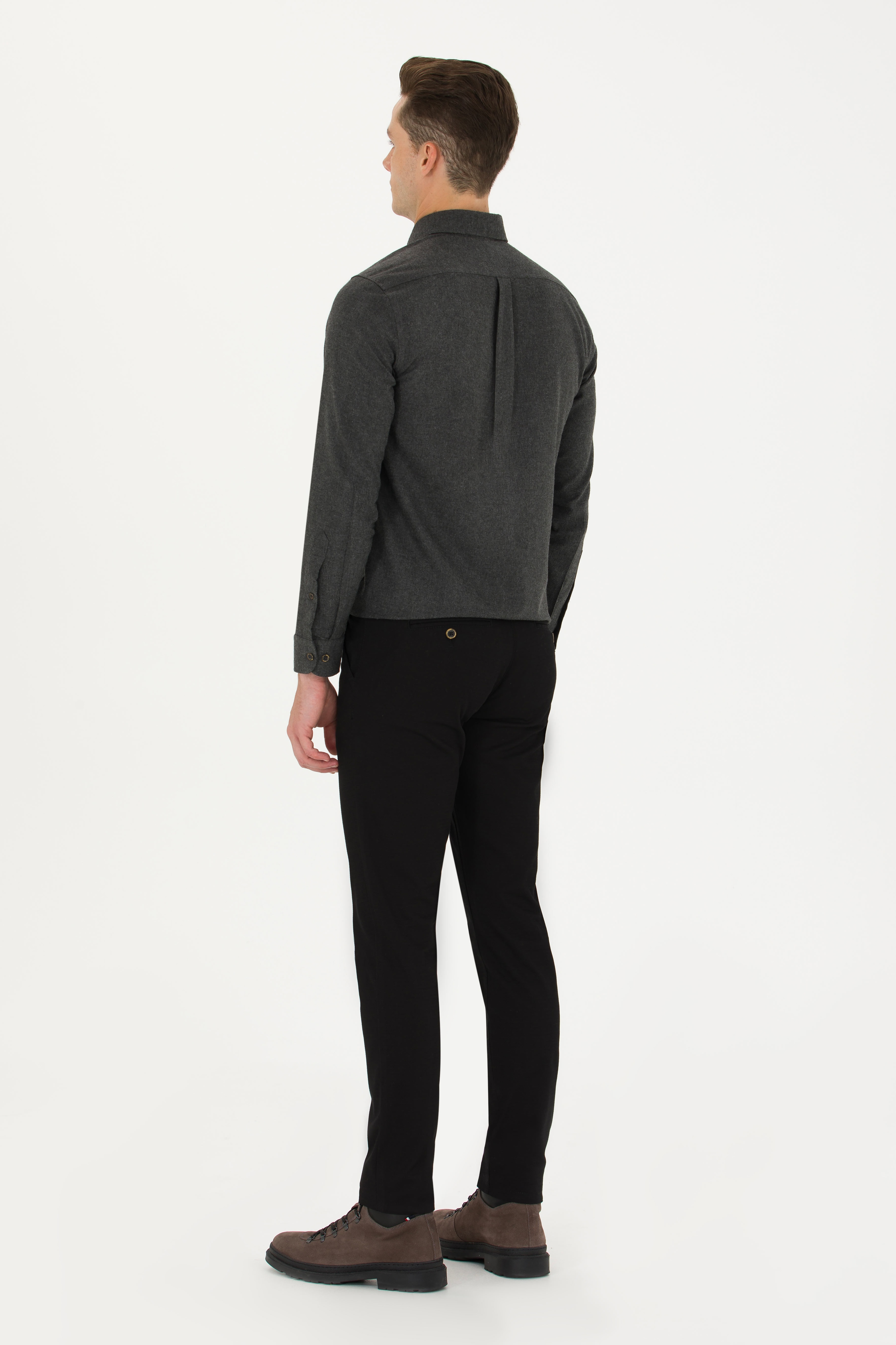 Erkek Slim Fit Siyah Kanvas / Chino Pantolon